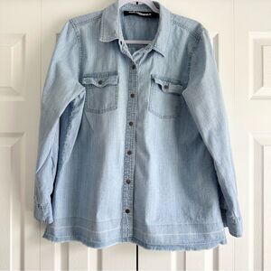 Karl Lagerfeld Denim Button-Up Shirt Women’s Size S/M? Light Wash Blue